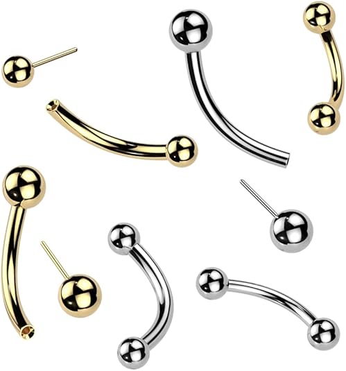 Implant Grade Titanium Threadless Push In Curved Barbell With One Fixed Ball