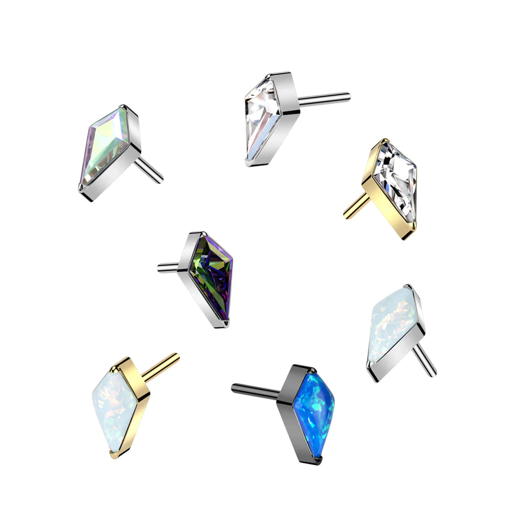 Implant Grade Titanium Threadless Push In Kite CZ or Opal Top