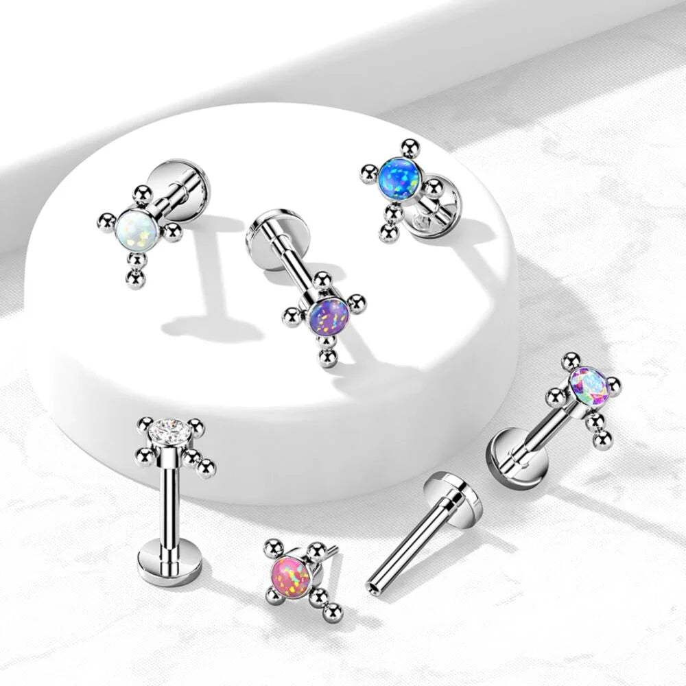 Implant Grade Titanium Threadless Push In Labret With Bezel Set CZ or...