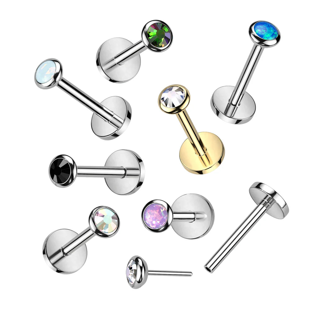 Implant Grade Titanium Threadless Push In Labret, Flat Back Stud With...