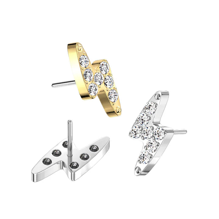 Implant Grade Titanium Threadless Push In Lightning Bolt With CNC Set CZ Top