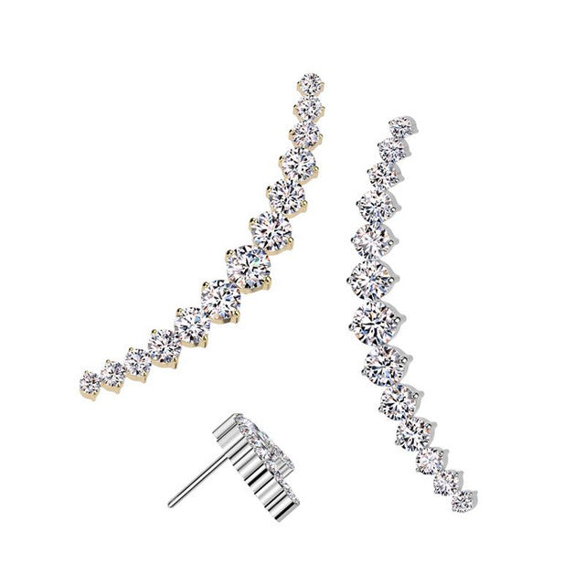Implant Grade Titanium Threadless Push In Long CZ Curved Top
