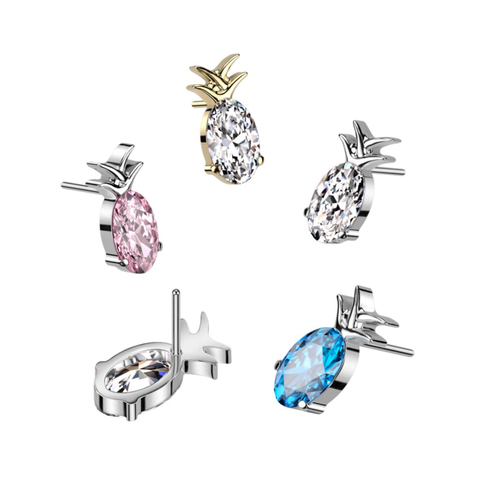 Implant Grade Titanium Threadless Push In Pineapple CZ Top
