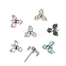 Implant Grade Titanium Threadless Push In Prong Set CZ Trinity Top