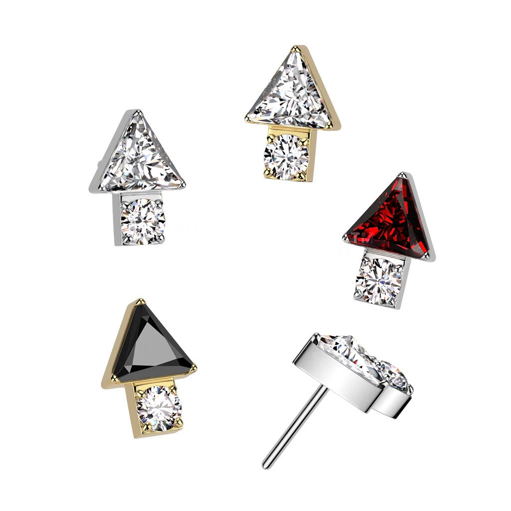 Implant Grade Titanium Threadless Push In Triangle CZ Top With Round CZ Bottom