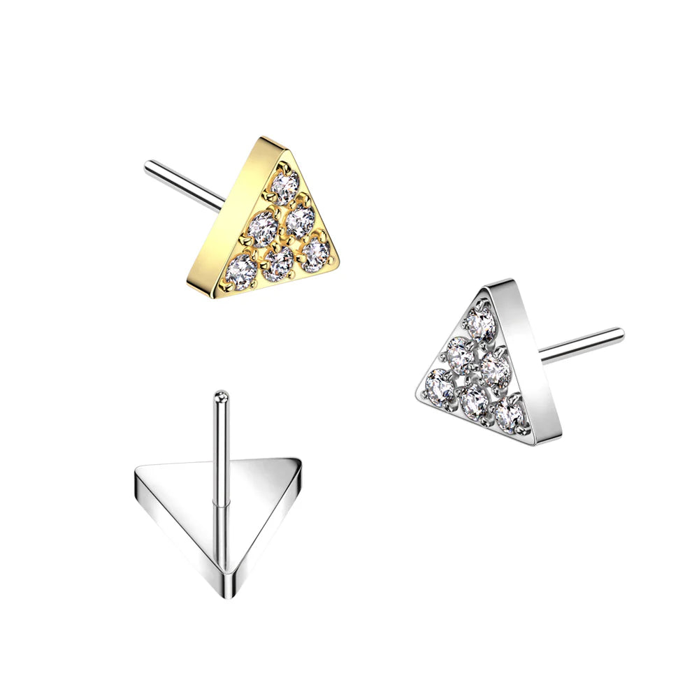 Implant Grade Titanium Threadless Push In Triangle Top With 6 CNC Set CZ Center