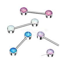 Implant Grade Titanium Threadless Push in Nipple Barbell With Forward...