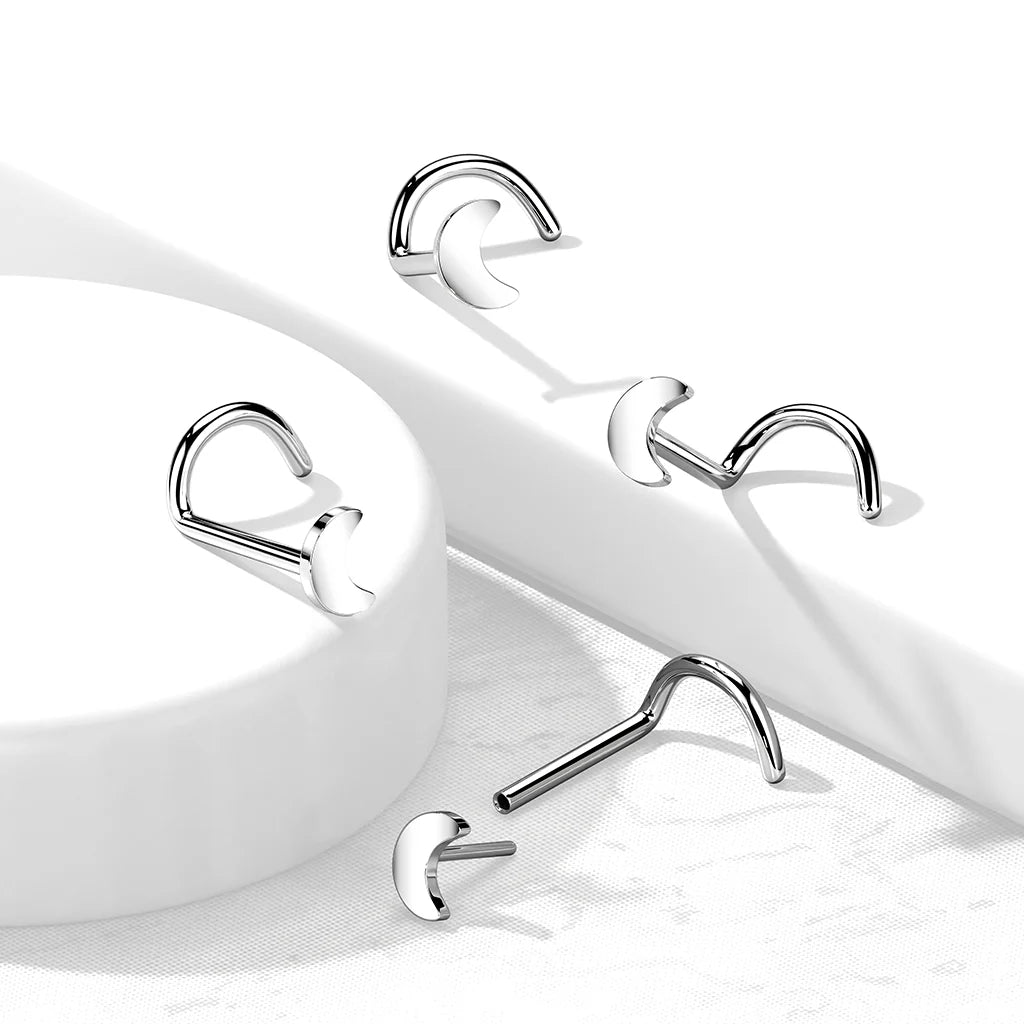Implant Grade Titanium Threadless Push in Nose Screw With Crescent Moon Shaped Top