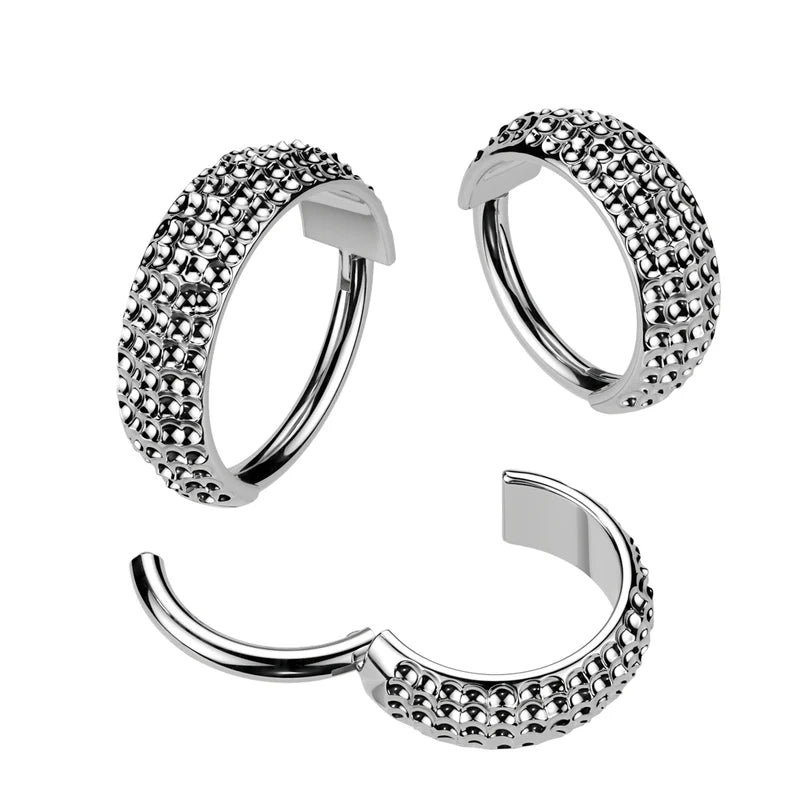 Implant Grade Titanium Wide Hinged Segment Hoop Ring Lined With Ball Cuts