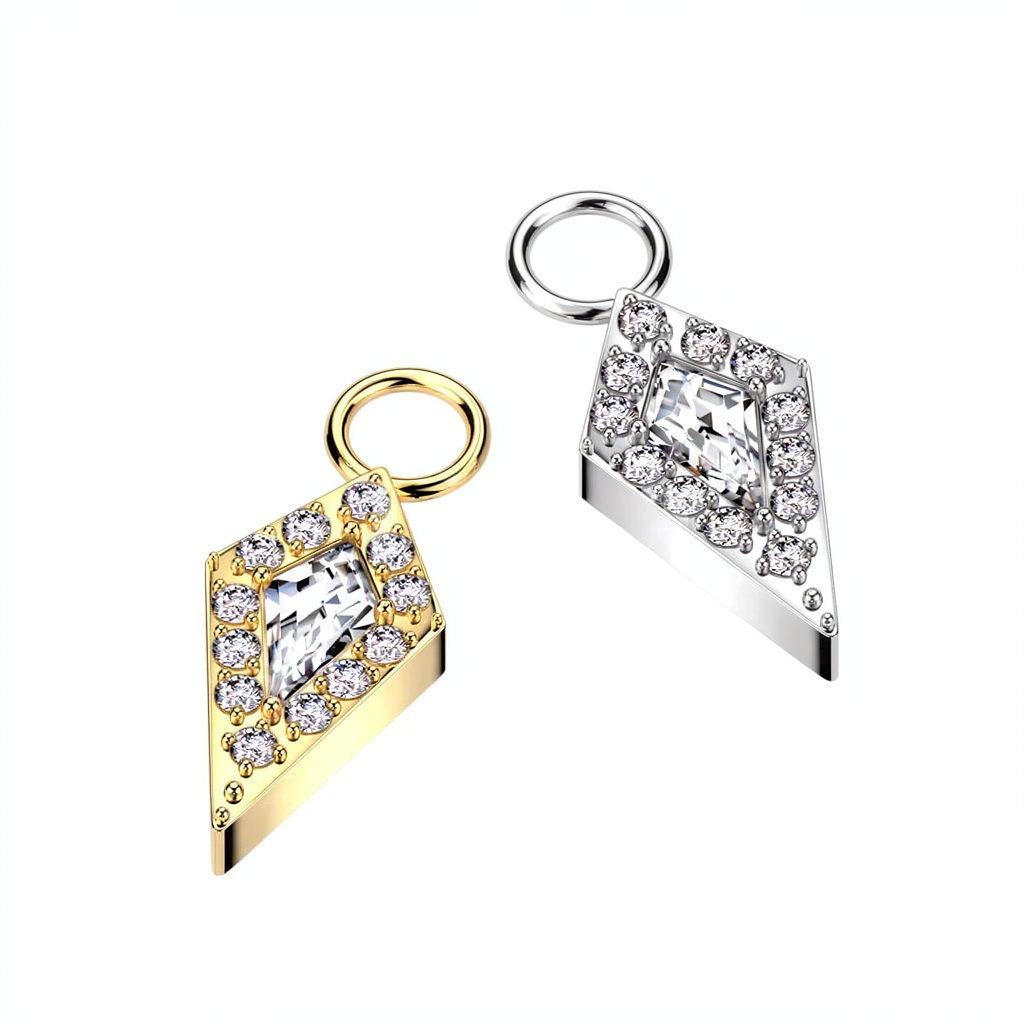 Implant Grade Titanium Dangle CZ Pave Spear Charm for Hoops, Studs and More