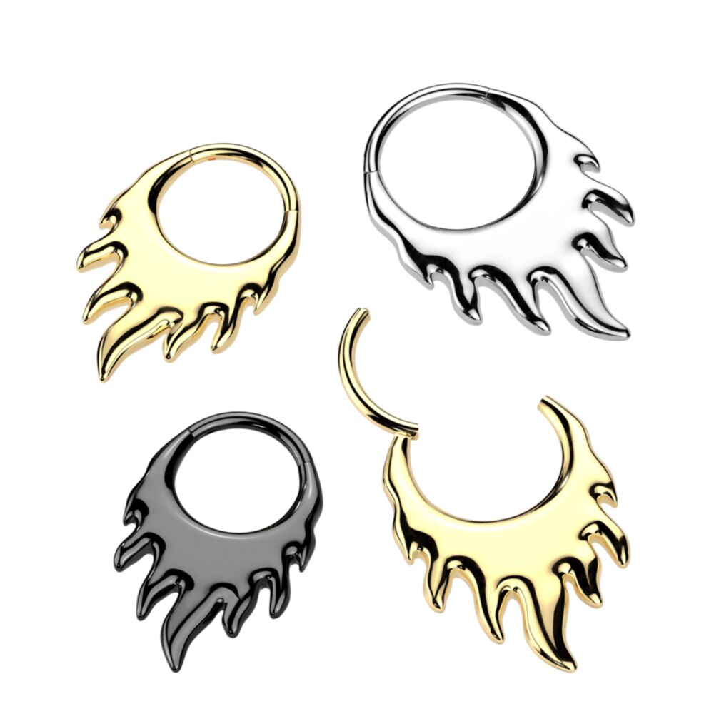Implant Grade Titanium Hinged Segment Hoop Ring With Flames