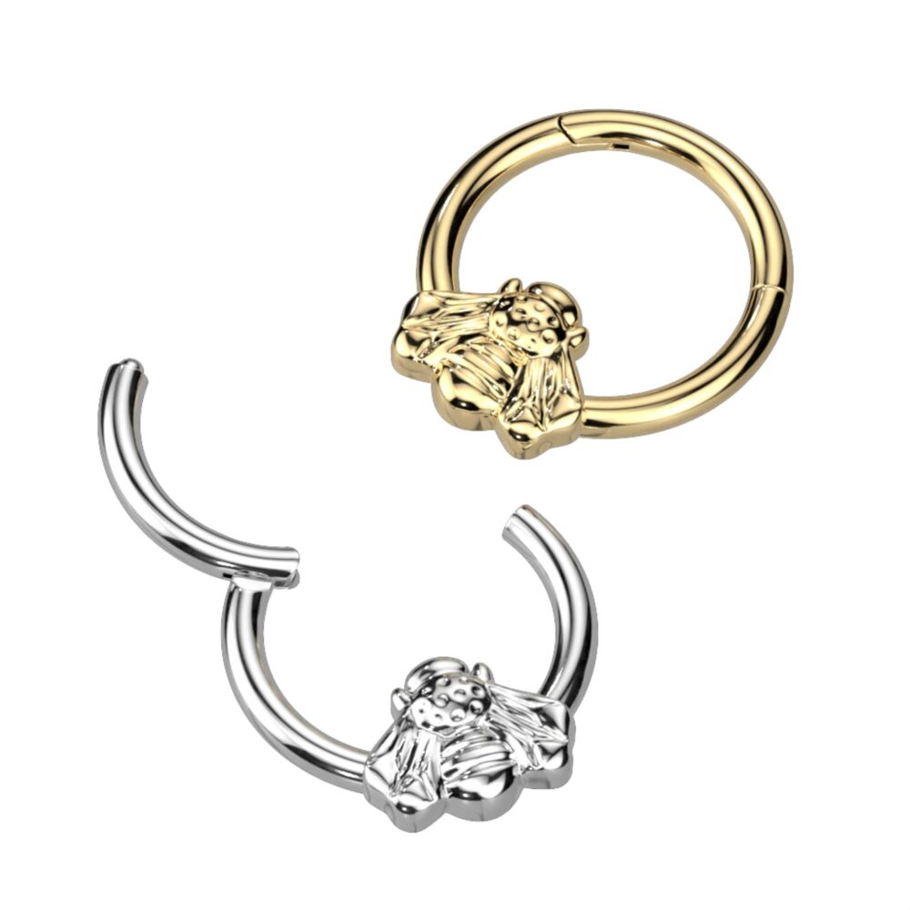 Implant Grade Titanium Hinged Segment Hoop Ring With Forward Facing Bee