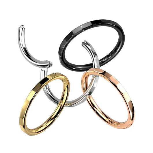 Implant Grade Titanium Hinged Segment Hoop Ring With Outward Facing Rectangular Facets