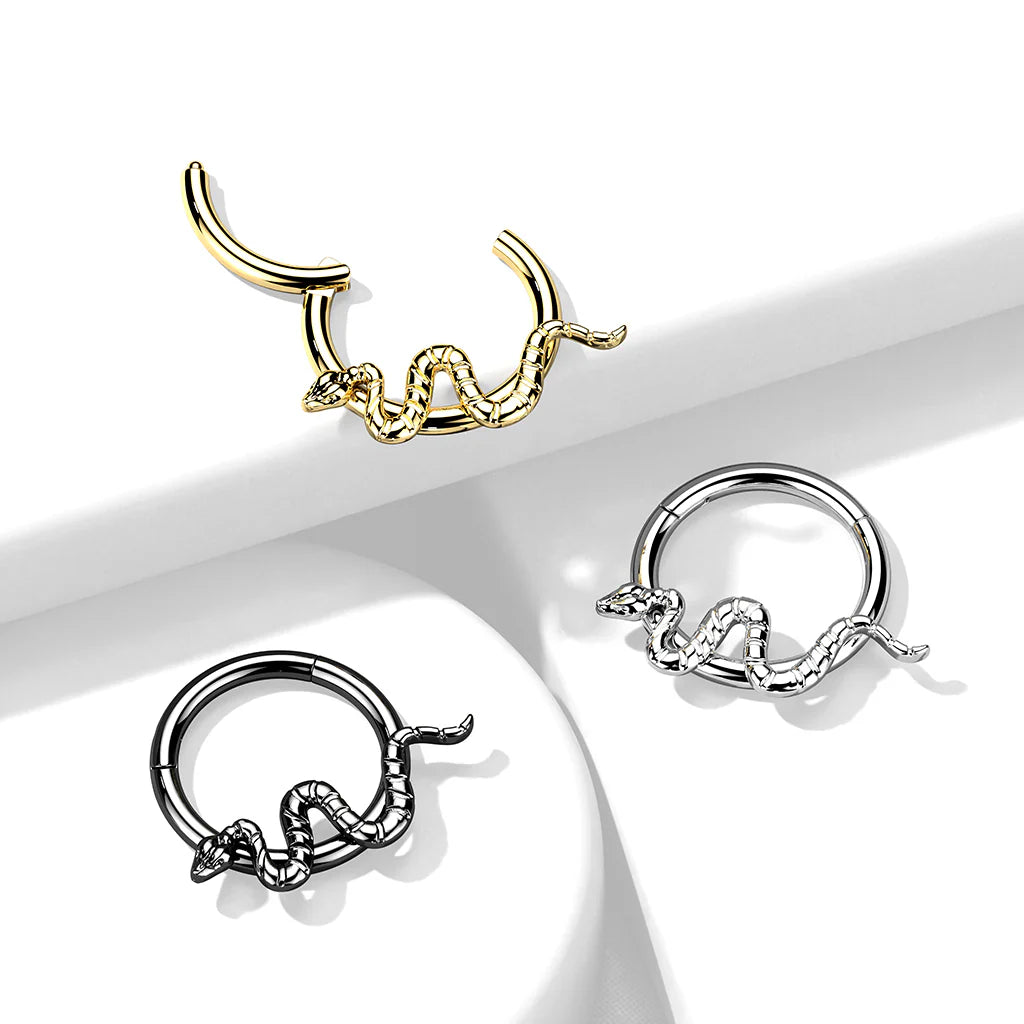 Implant Grade Titanium Hinged Segment Hoop Ring With Snake