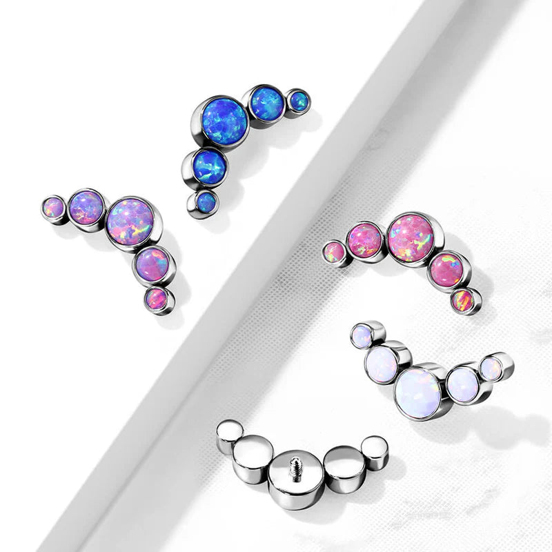 Implant Grade Titanium Internally Threaded 5 Round Bezel Set Opal Top Parts