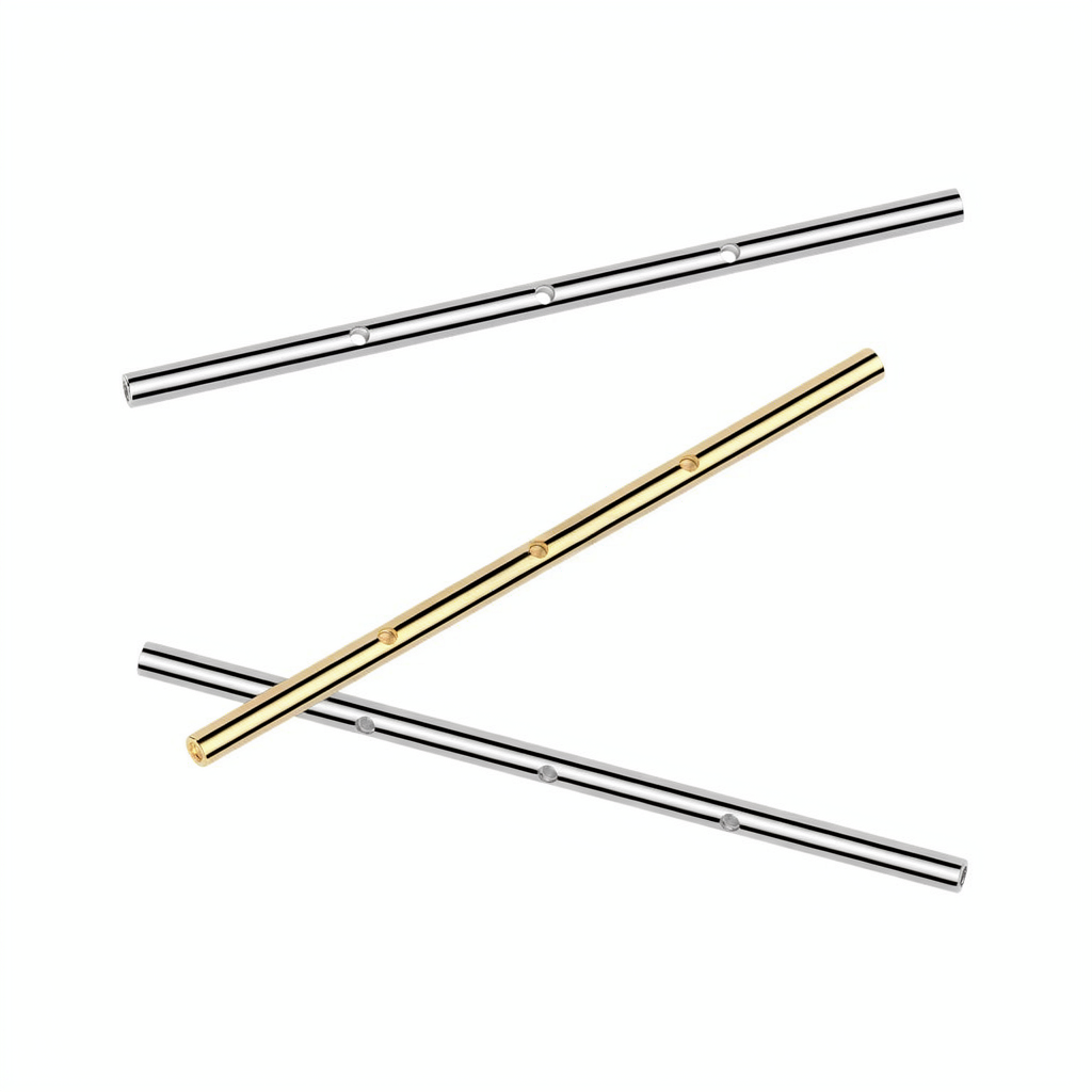 Implant Grade Titanium Internally Threaded Industrial Barbell Pins With 3 Threaded Holes on Bar