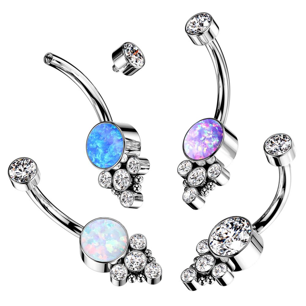 Implant Grade Titanium Internally Threaded Opal Or CZ Center With 4 CZ...