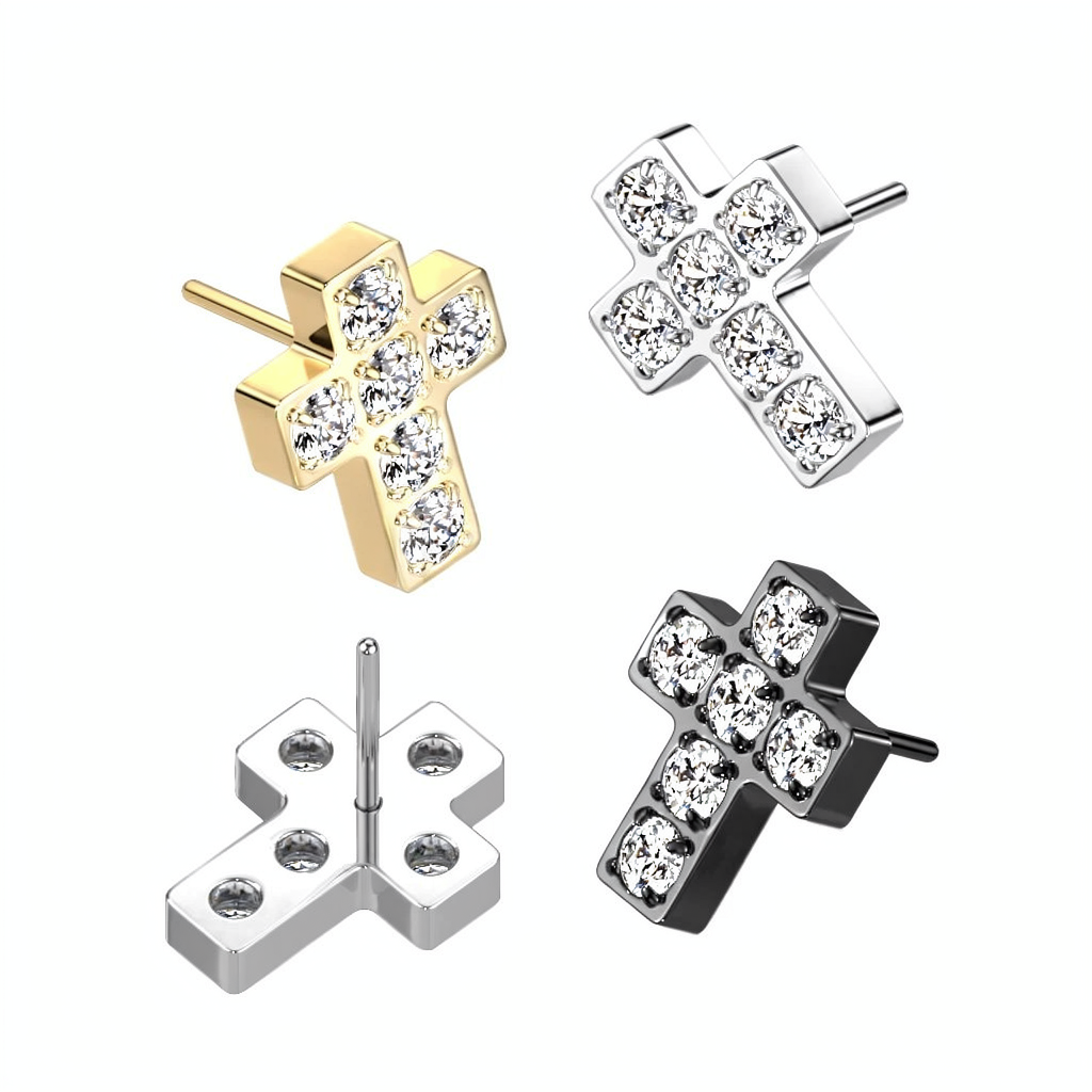 Implant Grade Titanium Threadless Push In 6 CNC Set CZ Cross Top