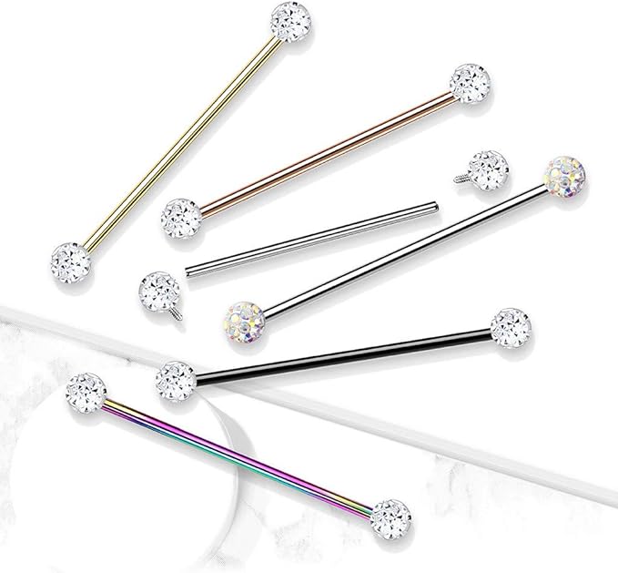 Internally Threaded 316L Surgical Steel Industrial Barbells with Epoxy...