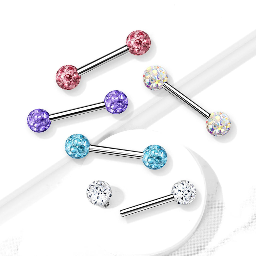 Internally Threaded 316L Surgical Steel Nipple Barbells with Epoxy...