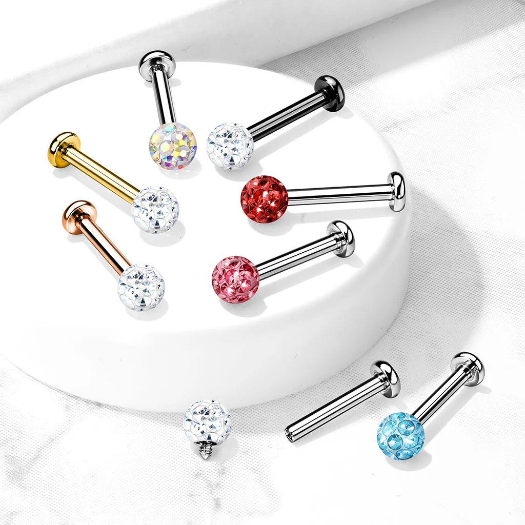 Internally Threaded 316L Surgical Steel With Epoxy Covered Crystal...