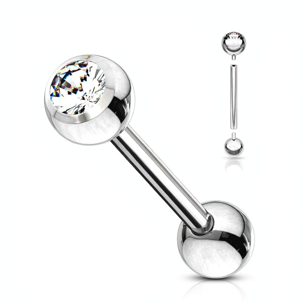 Internally Threaded 316L Surgical Steel Barbell with CZ Ball