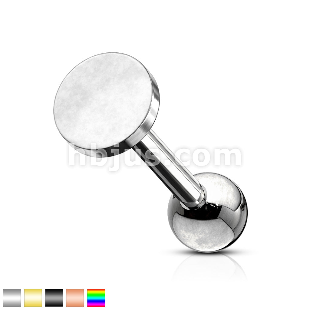 Flat Circle Top 316L Surgical Steel Cartilage, Tragus Barbell Studs - Image 2