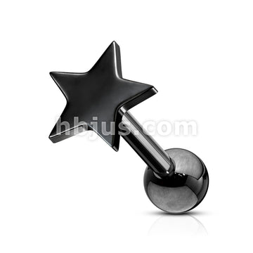 Flat Star Top 316L Surgical Steel Cartilage, Tragus Barbell Studs - Image 5