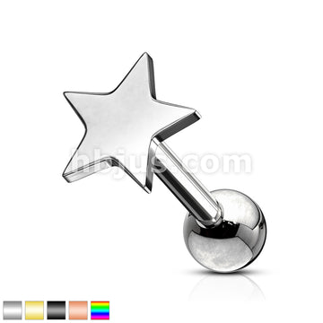 Flat Star Top 316L Surgical Steel Cartilage, Tragus Barbell Studs - Image 2