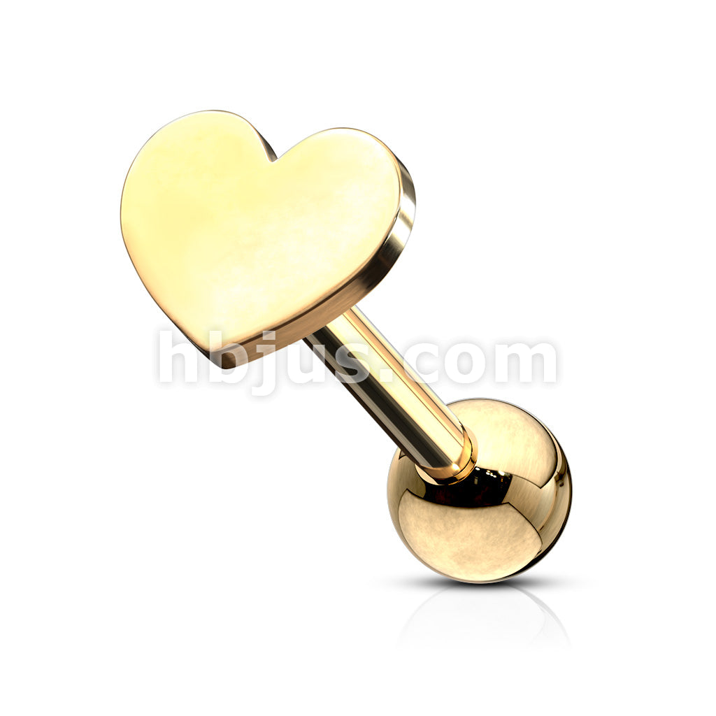 Flat Heart Top 316L Surgical Steel Cartilage, Tragus Barbell Studs - Image 4