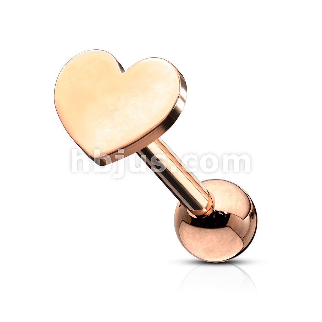 Flat Heart Top 316L Surgical Steel Cartilage, Tragus Barbell Studs - Image 6