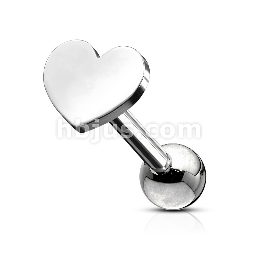 Flat Heart Top 316L Surgical Steel Cartilage, Tragus Barbell Studs - Image 3