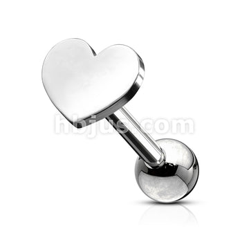 Flat Heart Top 316L Surgical Steel Cartilage, Tragus Barbell Studs - Image 3