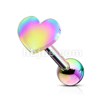 Flat Heart Top 316L Surgical Steel Cartilage, Tragus Barbell Studs - Image 7