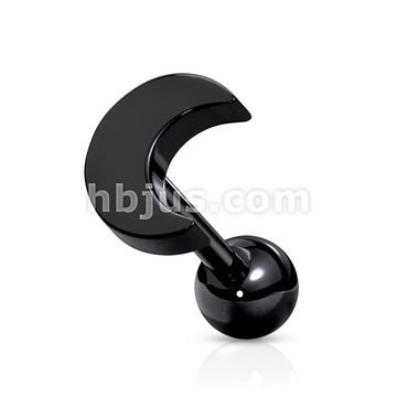 Flat Crescent Moon Top 316L Surgical Steel Cartilage, Tragus Barbell Studs - Image 4