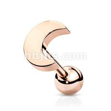 Flat Crescent Moon Top 316L Surgical Steel Cartilage, Tragus Barbell Studs - Image 5