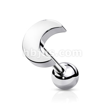 Flat Crescent Moon Top 316L Surgical Steel Cartilage, Tragus Barbell Studs - Image 6