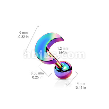 Flat Crescent Moon Top 316L Surgical Steel Cartilage, Tragus Barbell Studs - Image 8