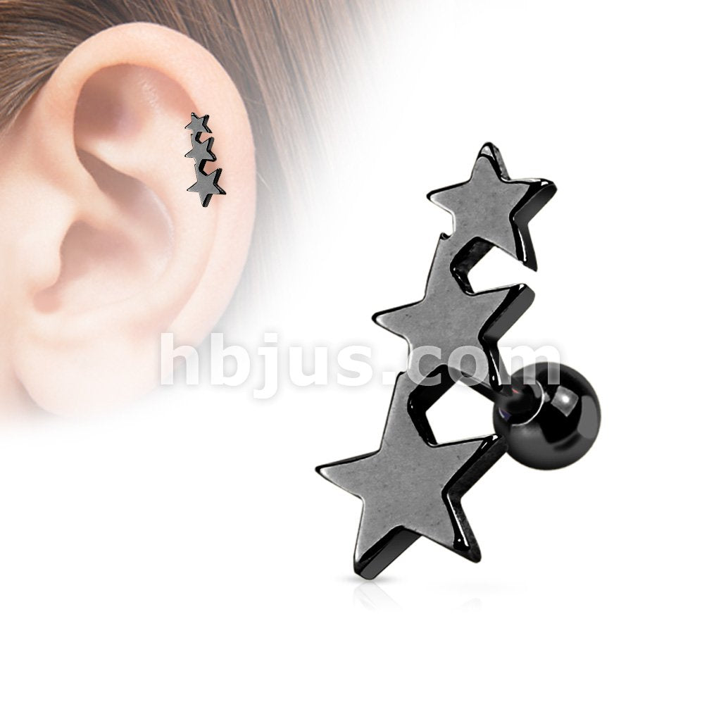 Three Stars Tragus/Cartilage Piercing Stud 316L Surgical Steel - Image 3