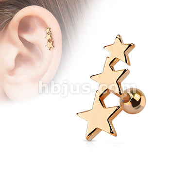 Three Stars Tragus/Cartilage Piercing Stud 316L Surgical Steel - Image 4