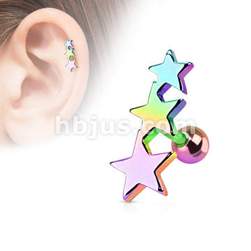 Three Stars Tragus/Cartilage Piercing Stud 316L Surgical Steel - Image 6