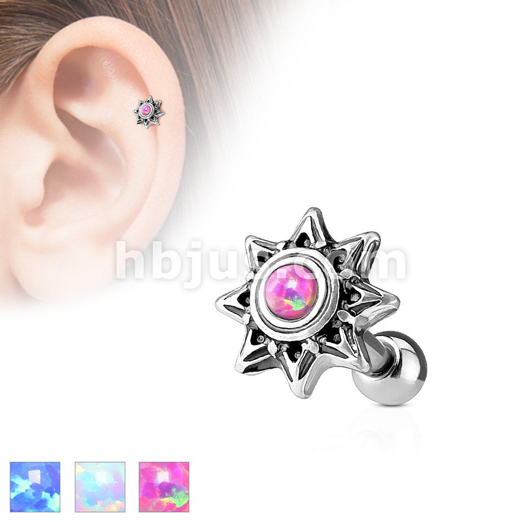 316L Surgical Steel Opal Set Tribal Sun 316L Surgical Steel...