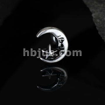 316L Surgical Steel Moon and Star Antique Silver Plated Top 316L... - Image 5