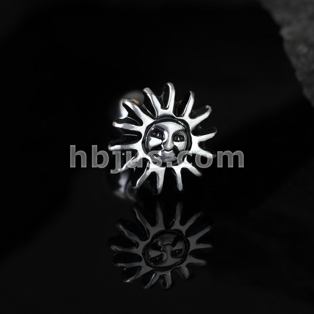 316L Surgical Steel Tribal Sun Antique Silver Plated Top 316L Surgical... - Image 5