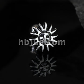316L Surgical Steel Tribal Sun Antique Silver Plated Top 316L Surgical... - Image 5