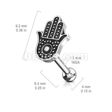 316L Surgical Steel Hamsa Antique Silver Plated Top 316L Surgical Steel... - Image 3