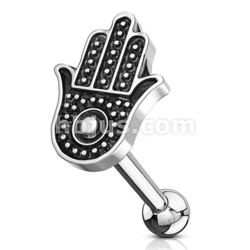 316L Surgical Steel Hamsa Antique Silver Plated Top 316L Surgical Steel... - Image 2
