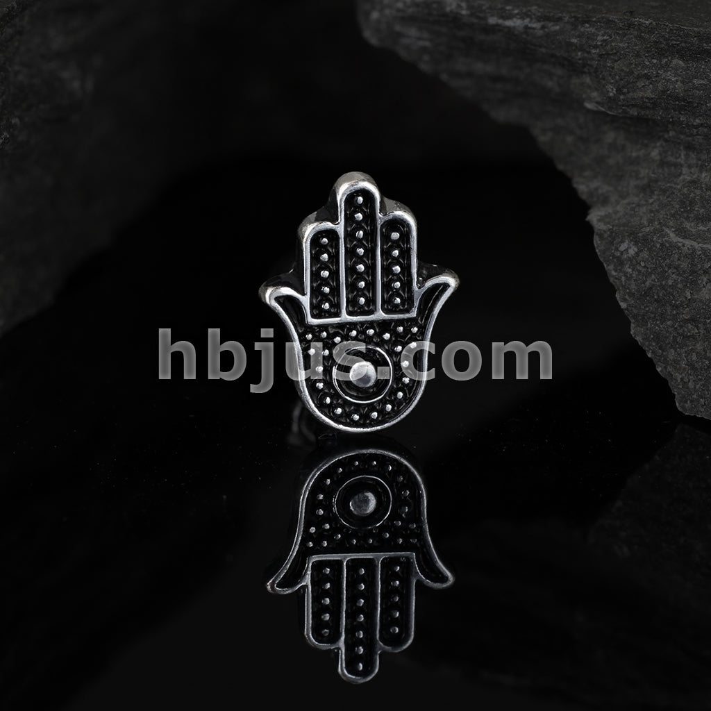 316L Surgical Steel Hamsa Antique Silver Plated Top 316L Surgical Steel... - Image 5