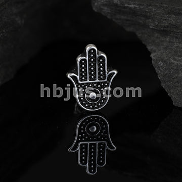 316L Surgical Steel Hamsa Antique Silver Plated Top 316L Surgical Steel... - Image 5