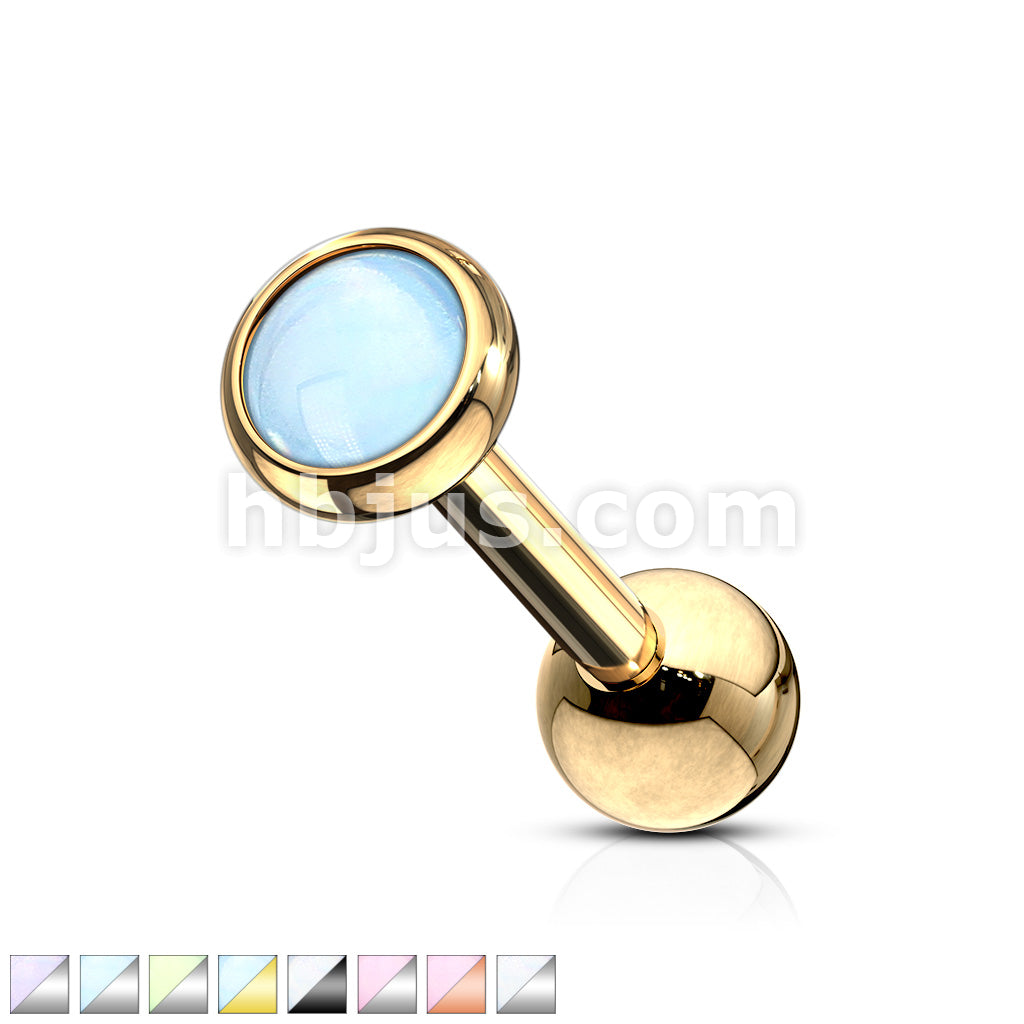 Illuminating Stone Flat Set 316L Surgical Steel Barbell Studs for... - Image 2